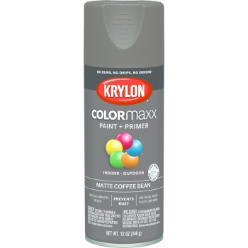 Krylon K05596007 Krylon ColorMaxx Paint + Primer Spray Paint, Matte Coffee Bean