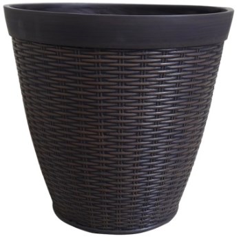 Southern Patio HDR-054764 Jamaica Design Resin Wicker Round Planter,  Brown ~ Approx 15&quot;