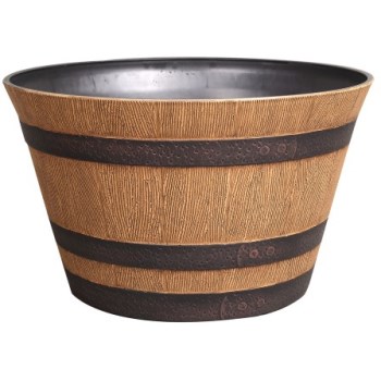 Southern Patio HDR-055440 Whiskey Barrel Design Planter, Natural Oak ~ Approx 15.5&quot;