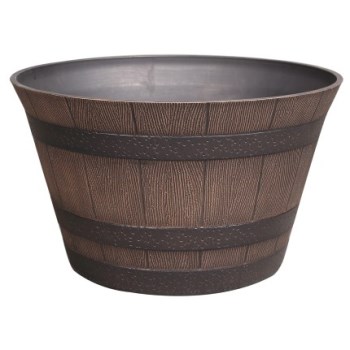Southern Patio HDR-055433 Whiskey Barrel Design Planter, Kentucky Walnut ~ 15.5&quot;