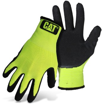 Caterpillar CAT017418L High Visibility String Knit Glove with Latex Palm ~ Large