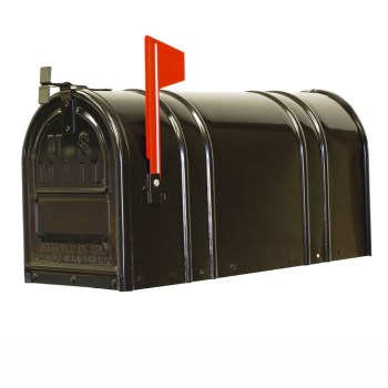 Fulton 1-1/2C-BLK Large Post Mount Steel Mailbox, Black Gloss ~  8&quot; W x 10-1/2&quot; H x 21&quot; L