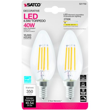 Satco Products S21702 Led 2pk 4.5 W Cl Bulb