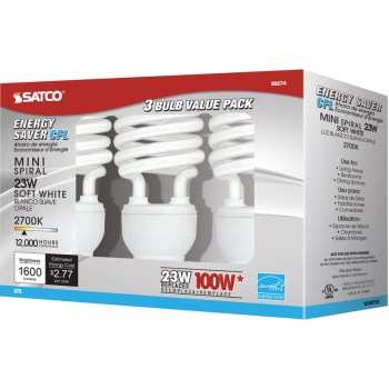 Satco Products S6274 3pk Spiral Cfl Bulb