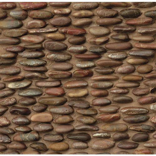 Hemisphere Polished Stacked Pebble Mosaic in Henna Red