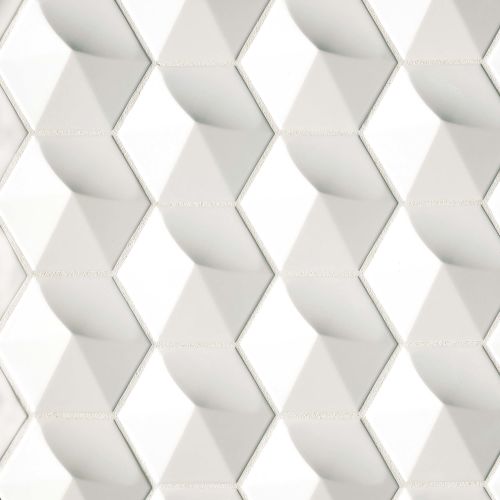 Hedron 4&quot; x 5&quot; Glossy Ceramic 3D Wall Tile in Bright White Pearl