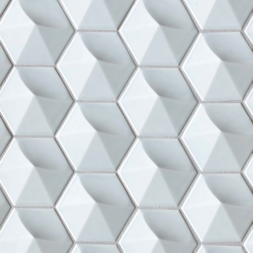 Hedron 4&quot; x 5&quot; Glossy Ceramic 3D Wall Tile in Sky Blue