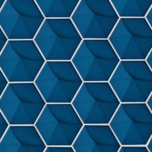 Hedron 4&quot; x 5&quot; Glossy Ceramic 3D Wall Tile in Electric Blue