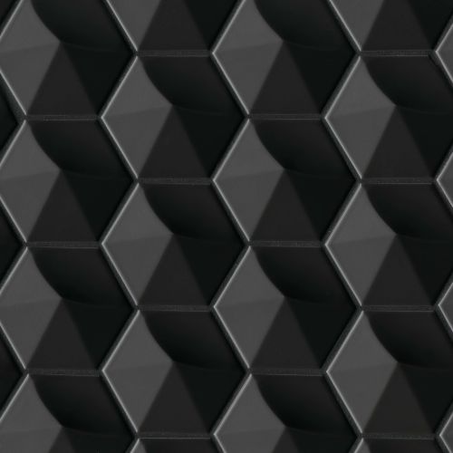 Hedron 4&quot; x 5&quot; Matte Ceramic 3D Wall Tile in Black