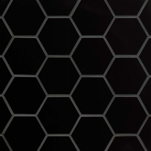 Hedron 4&quot; x 5&quot; Glossy Ceramic Flat Wall Tile in Black