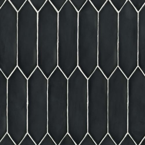Reine 3&quot; x 12&quot; Picket Pattern Matte Ceramic Wall Tile in Black