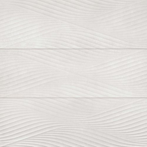 Donna 13&quot; x 40&quot; Matte Wave Deco Ceramic Tile in Silver