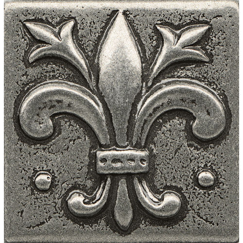 Ambiance 2&quot; x 2&quot; Flo-de-Lis Metal Resin Insert in Pewter
