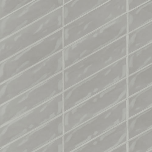 Sorrento 2.5&quot; x 10&quot; Left Chevron Glossy Ceramic Wall Tile in Grigio