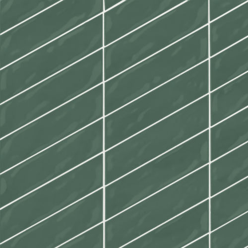 Sorrento 2.5&quot; x 10&quot; Left Chevron Glossy Ceramic Wall Tile in Verde