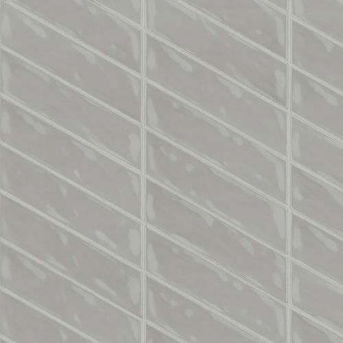 Sorrento 2.5&quot; x 10&quot; Right Chevron Glossy Ceramic Wall Tile in Grigio