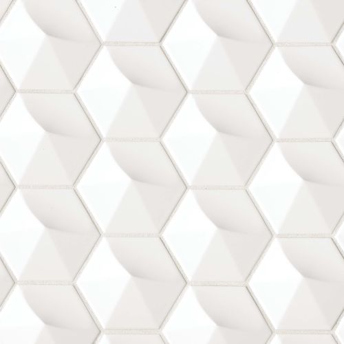 Hedron 4&quot; x 5&quot; Matte Ceramic 3D Wall Tile in White