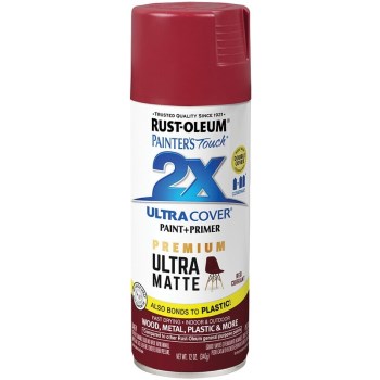 Rust-Oleum 331190 2x Ultra Matte Spray Paint, Matte Red