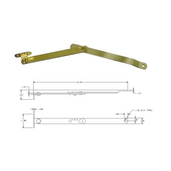 National 208611 Brass Folding Support, Left Mount ~ 9&quot;