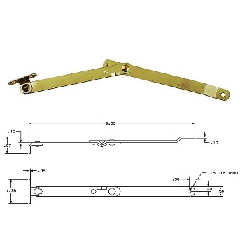 National 208629 Brass Folding Support, Right Mount ~ 9&quot;