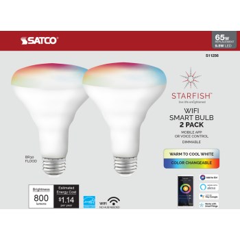 Satco Products S11256 2pk 9.5w Led Smart Br30