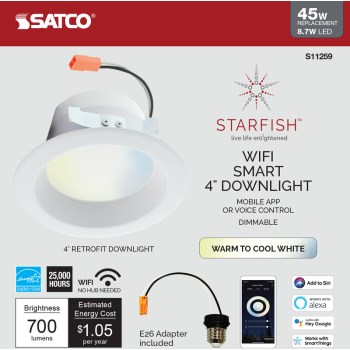Satco Products S11259 8.7w 4 Led Downlight