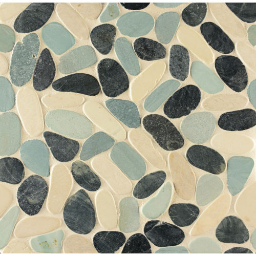 Hemisphere Unglazed Sliced Pebble Mosaic in Seaside
