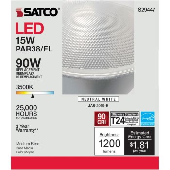 Satco Products S29447 15w Par38 3.5k Led Bulb
