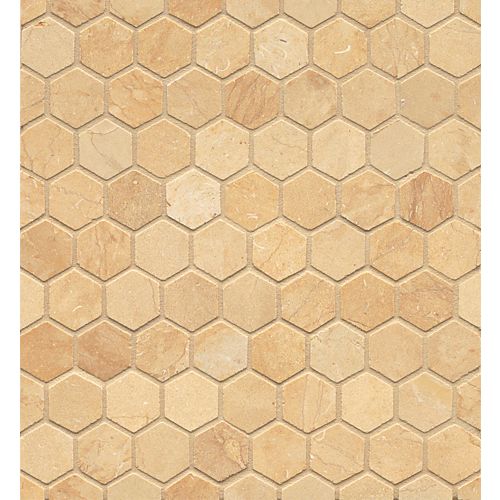 Mod Rocks 1&quot; Hexagon Honed Limestone Mosaic in Brioche