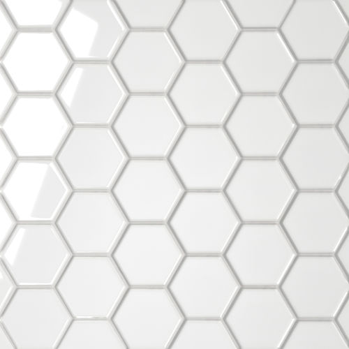Le Cafe 2&quot; x 2&quot; Hexagon Glossy Porcelain Mosaic Tile in White