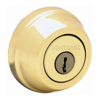 Kwikset 97802-041 Single Cylinder Deadbolt/Pin &amp; Tumbler ~ Polished Brass Finish