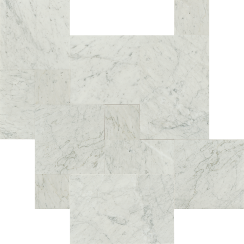 White Carrara 0.5&quot; Honed Versailles Pattern