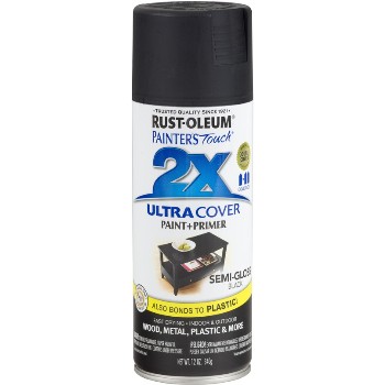 Rust-Oleum 249061 Painter&#39;s Touch Ultra Cover 2X Spray, Black Semi-Gloss ~ 12 oz