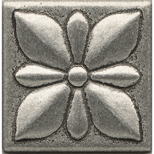Ambiance 2&quot; x 2&quot; Jasmine Flower Metal Resin Insert in Pewter
