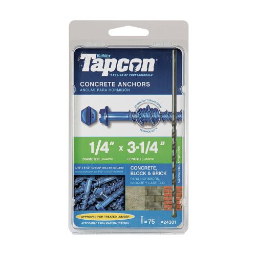 Tapcon 1/4 in. x 3-1/4 in. Hex-Washer-Head Concrete Anchors (75-Pack)