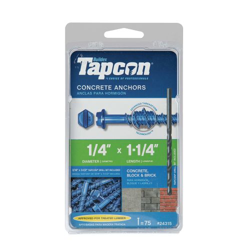 Tapcon 1/4 in. x 1/4 in. Hex-Washer-Head Concrete Anchors (75-Pack)