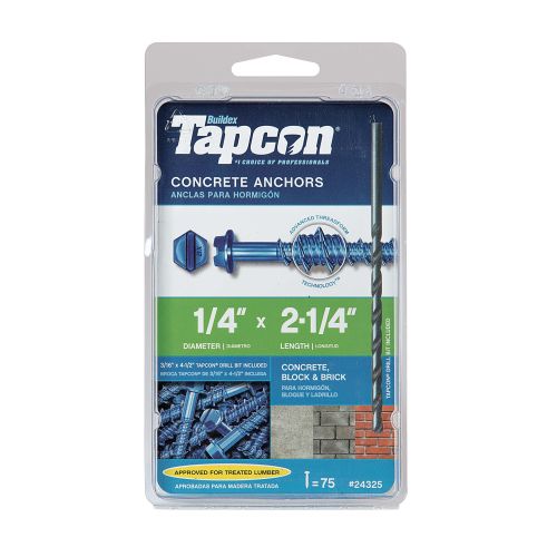 Tapcon 1/4 in. x 2-1/4 in. Hex-Washer-Head Concrete Anchors (75-Pack)