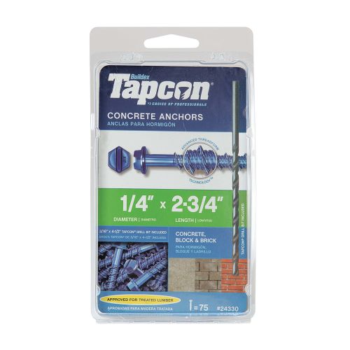 Tapcon 1/4 in. x 2-3/4 in. Hex-Washer-Head Concrete Anchors (75-Pack)