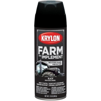 Krylon K01931000 Farm &amp; Implement Spray Paint,  Gloss Black  ~ 12 oz  Aerosol