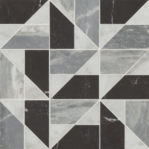 Modni Quin Honed Marble Mosaic Tile in Cool Blend