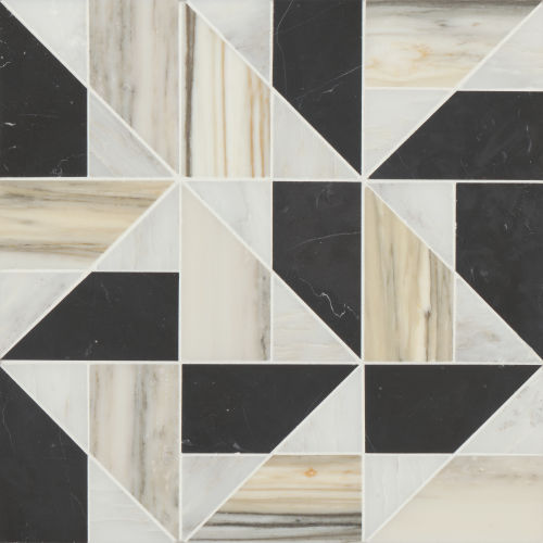 Modni Quin Honed Marble Mosaic Tile in Warm Blend