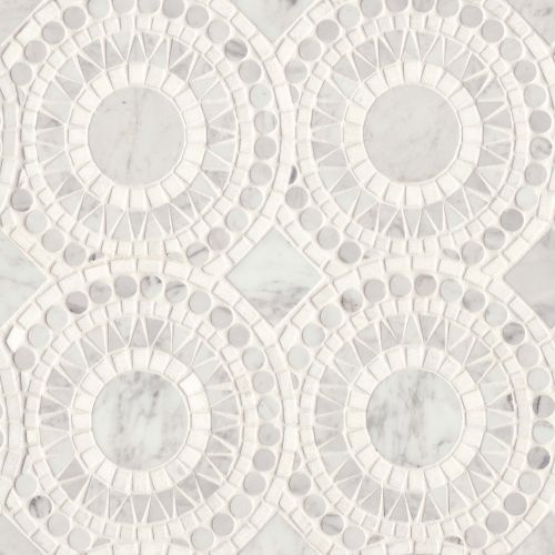 Solis Honed Marble Blend Mosaic Tile in White Carrara &amp; White Thassos