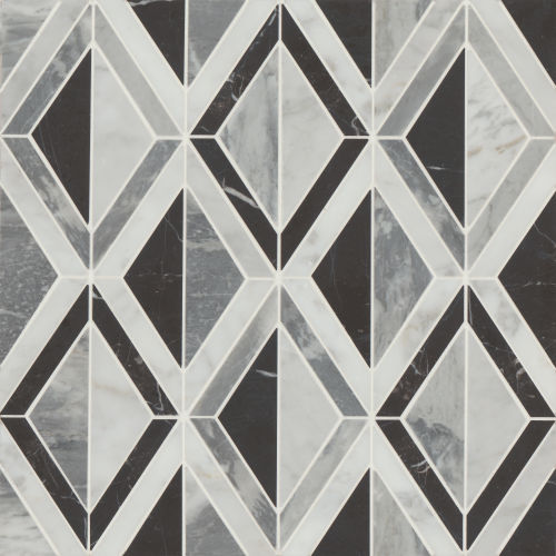 Modni Arlo Honed Marble Mosaic Tile in Cool Blend