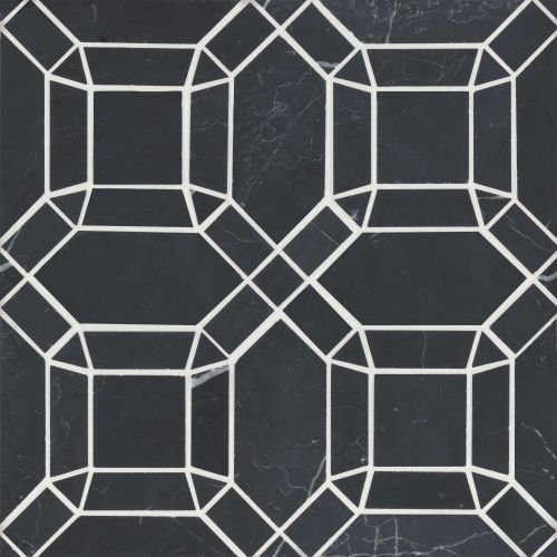 Monet Honed Marble Mosaic 1 Tile in Nero Marquina