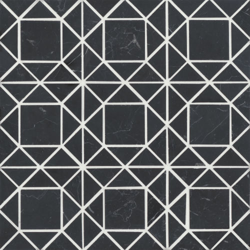 Monet Honed Marble Mosaic 2 Tile in Nero Marquina