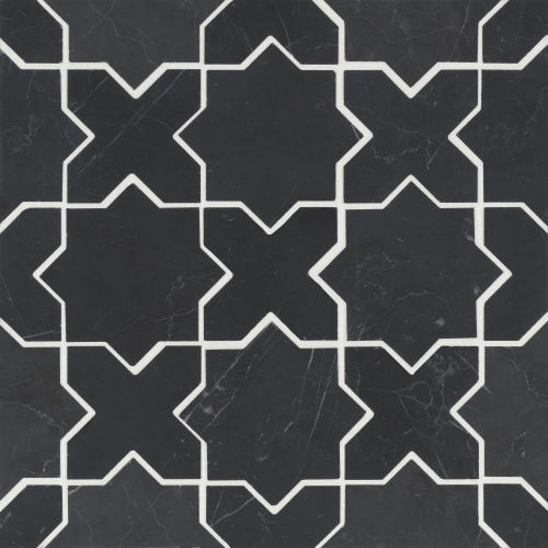 Monet Honed Marble Mosaic 6 Tile in Nero Marquina
