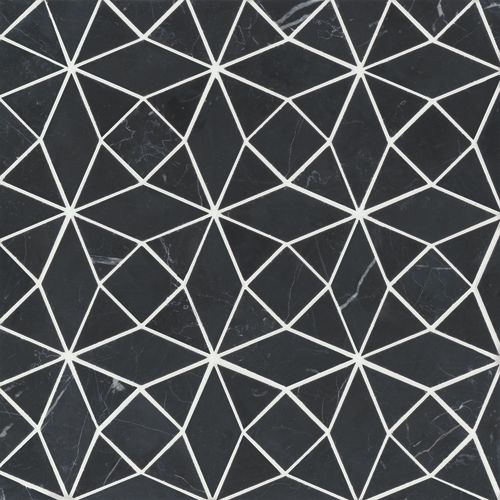 Monet Honed Marble Mosaic 5 Tile in Nero Marquina