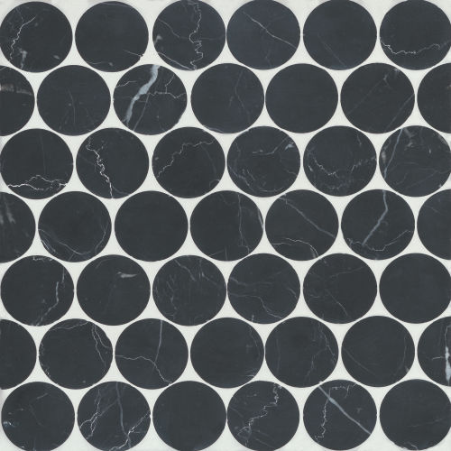 Monet Honed Marble Mosaic 10 Tile in Nero Marquina