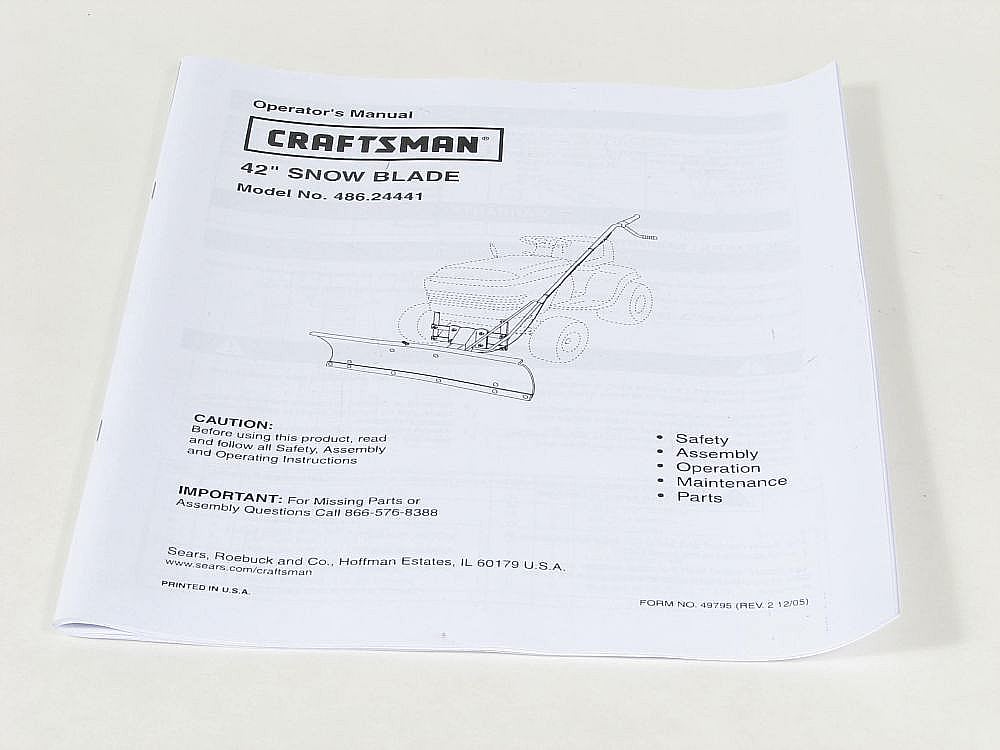 Lawn Tractor Snow Blade Attachment Owner&#39;s Manual
