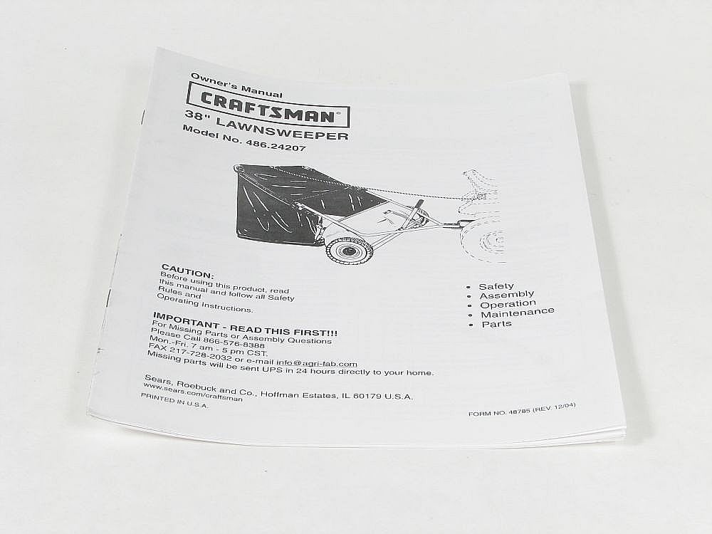 Lawn Tractor Lawn Sweeper Attachment Owner&#39;s Manual
